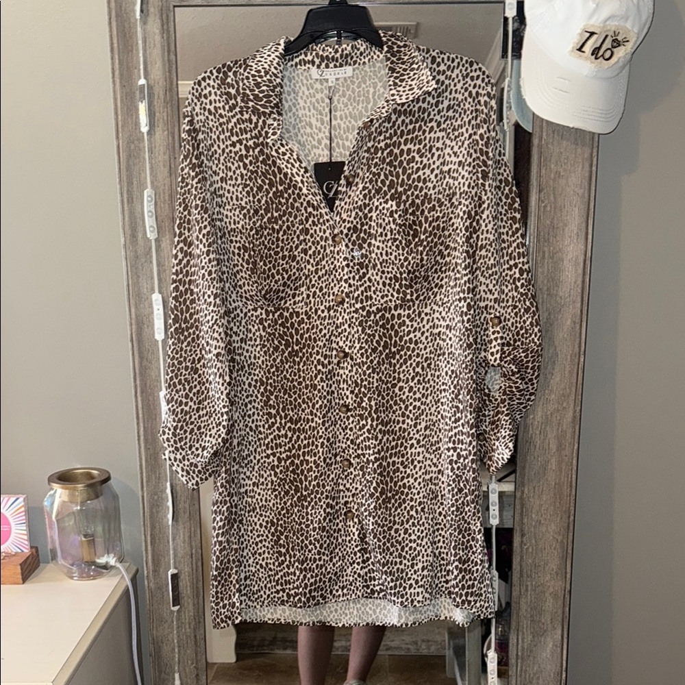 Leopard Print Button-Up Dress